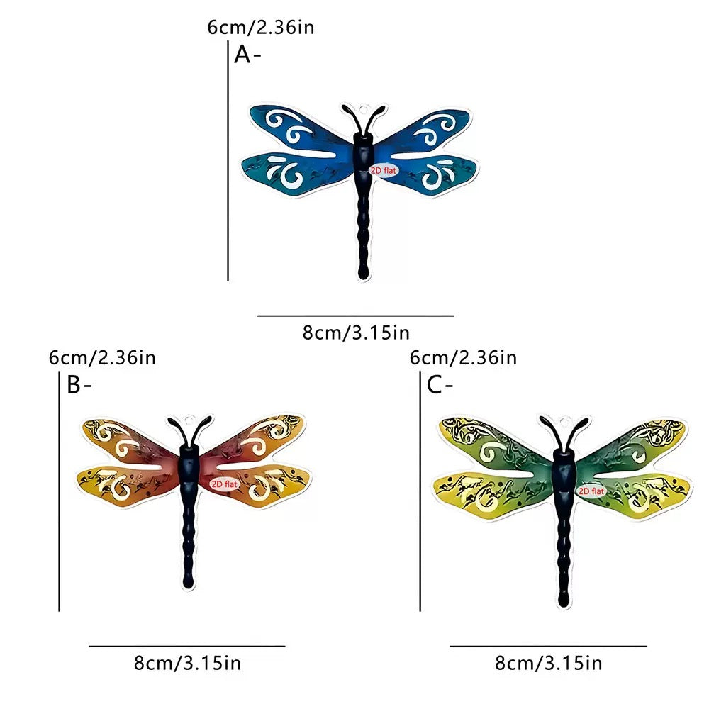 [DFC] ADragonfly Outdoor Wall Decoration，2D Flat Acrtlic Three-pieces Set,Wall Stickers,Balcony Decoration,Bedroom Decoration Small Hanging Pieces,Weight 50g