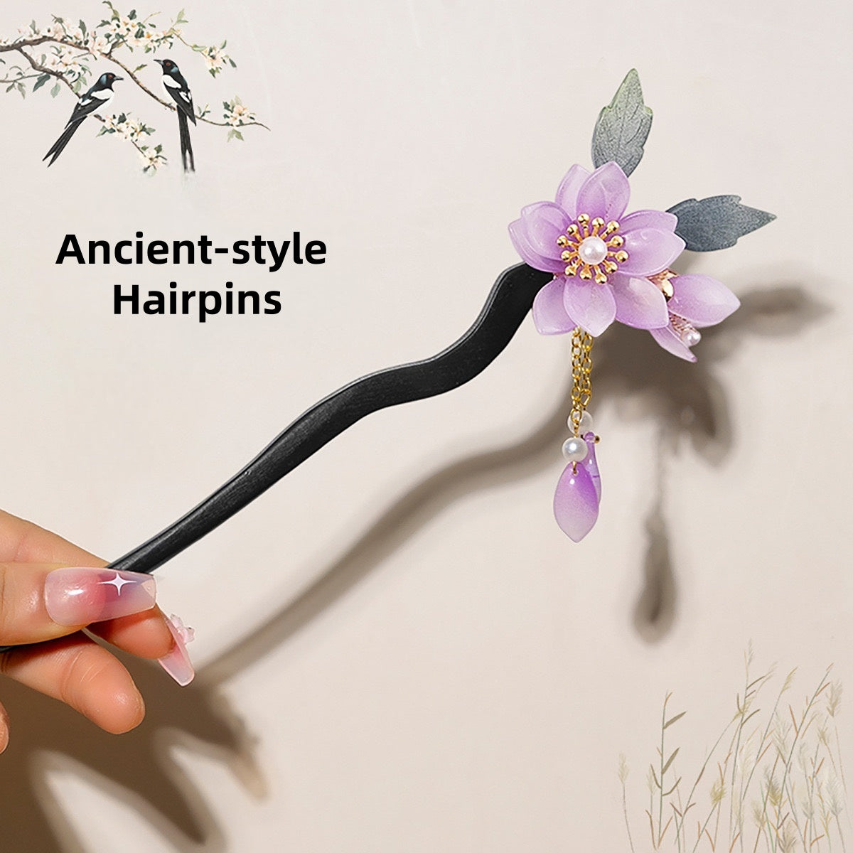 [DFC]New Chinese-style ancient-style hairpins, elegant wooden hairpins, high-end accessories, updo ancient-style hairpins, box hairpins, gifts, Valentine's Day and Halloween gifts,Weight 80g