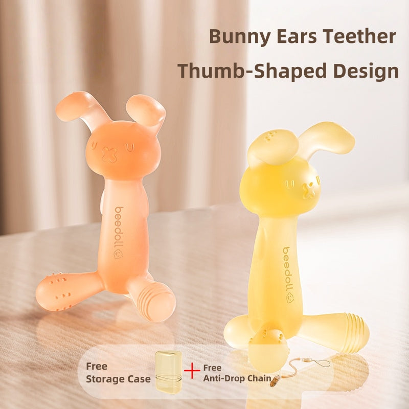 [DFC] Bunny Teether Infant Chew Toy Baby Gum Soother 4 Months Oral Fixation Stage Silicone Toy Anti Thumb Sucking Creative Cartoon Chewable Toy with Storage Case