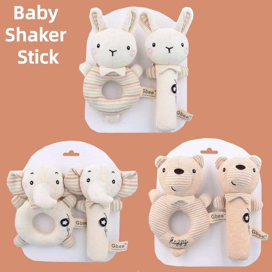 [DFC] Baby Rattle Teething Toy for Newborns Soft Plush Grasping Stick with Bell Sound Early Education Infant Soothing Toy,Weight 26g