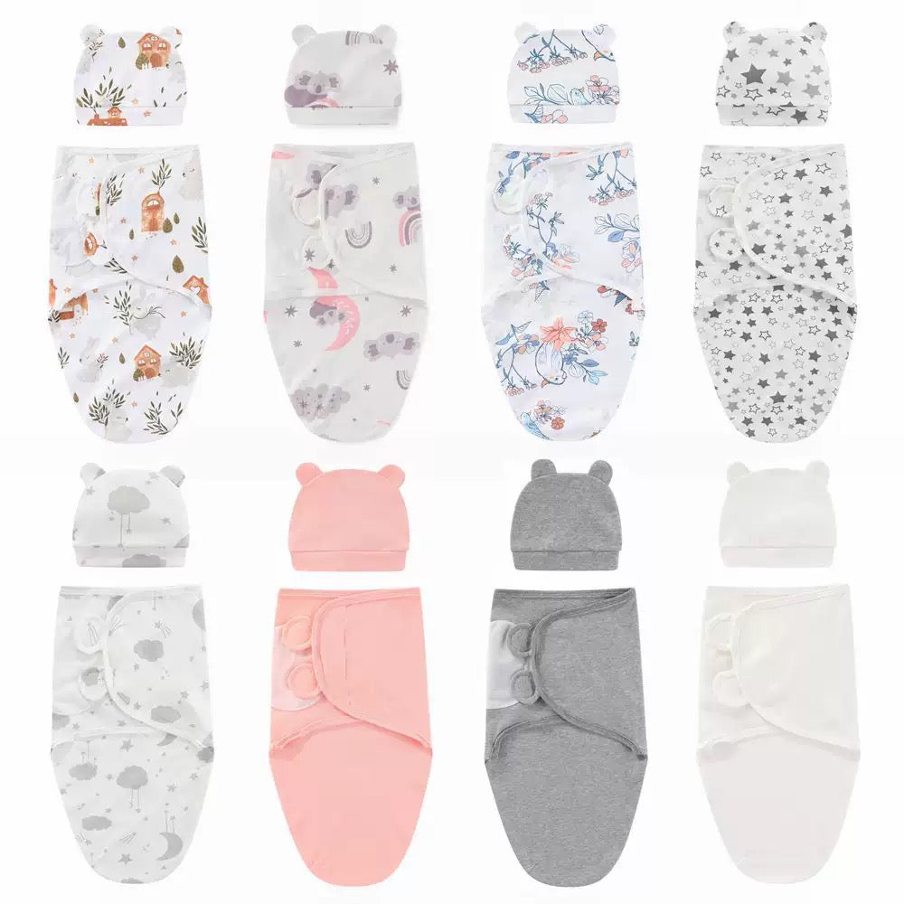[DFC] 1PC Newborn anti-kick sleeping bag, swaddling cloth, pure cotton cover, baby blanket, delivery room bag, pattern random blind box style, All-season compatible version weight 90g
