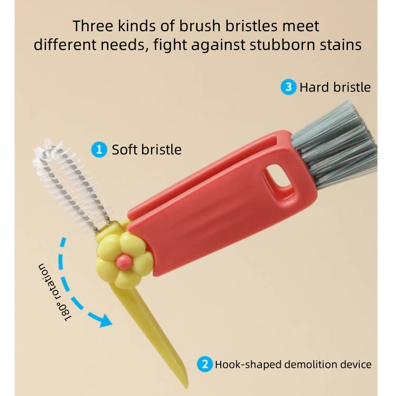 [DFC] Three-in-one baby cup lid brush, cup lid brush, multi-functional gap cleaning brush for insulated cups, cup mouth brush,weight 25g