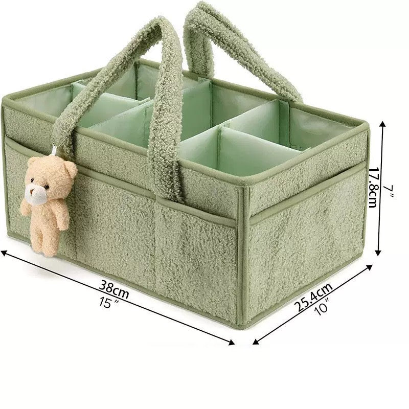 [DFC] Plush baby bag, diaper storage bag, diaper pad storage bag, large-capacity travel mommy bag, cute bear storage bag,weight 450g