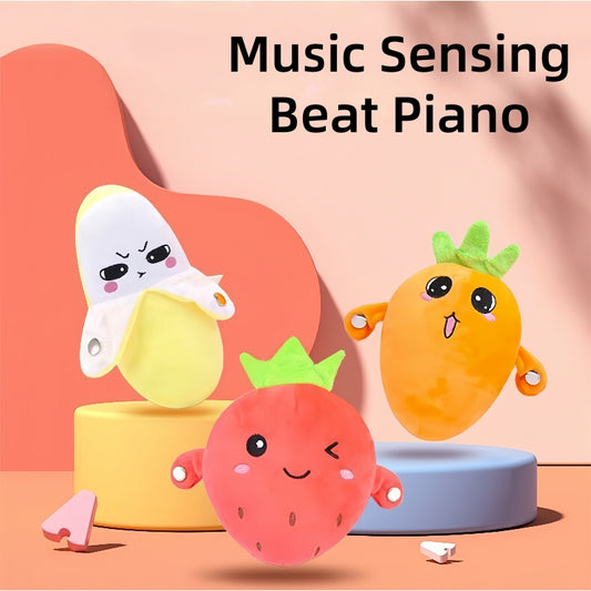 [DFC] A musical cartoon fruit plush doll with a sensory beat piano that encourages parent child interaction and creative early learning for babies, Weight 175g