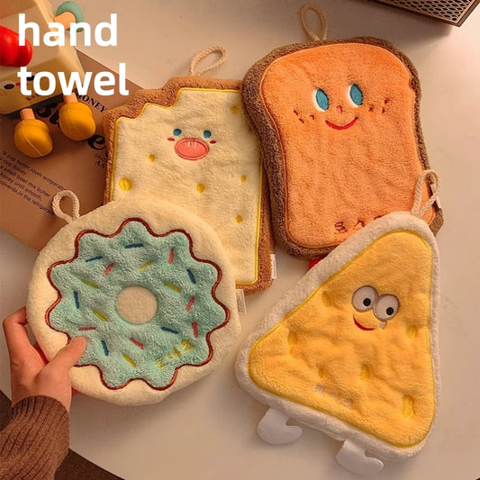 [DFC] Cute Hanging Hand Towel Highly Absorbent Thick Cartoon Design for Kitchen and Bathroom Use Christmas Gift Idea for Kids, Weight 40g