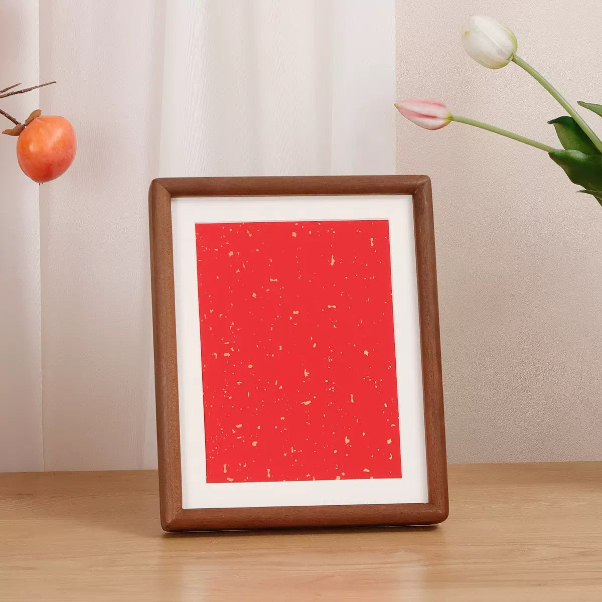 [DFC] 7-inch Chinese-style Framed Wooden Picture Frame For A Calligraphy Photo On A Wooden Desktop