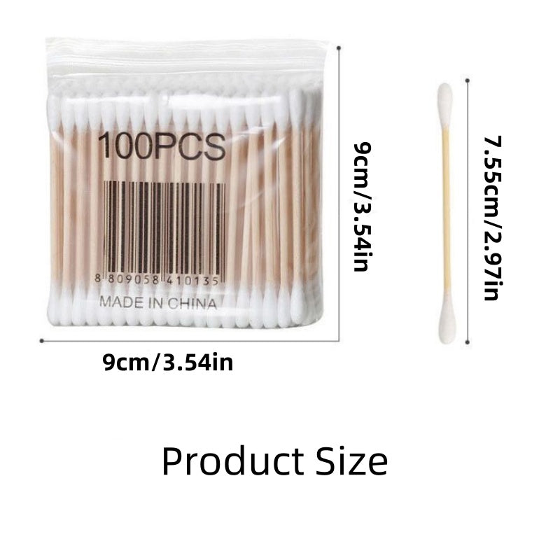 [DFC] Disposable Double-headed Household Cotton Swabs For Ear Cleaning, Ear Picking, Ear Cleaning Cotton Swabs, Makeup Removal, And Special Cotton Swabs For Makeup And Beauty, , Each Package Contains 100 Pieces,Weight 26g
