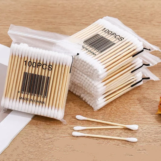 [DFC] Disposable Double-headed Household Cotton Swabs For Ear Cleaning, Ear Picking, Ear Cleaning Cotton Swabs, Makeup Removal, And Special Cotton Swabs For Makeup And Beauty, , Each Package Contains 100 Pieces,Weight 26g