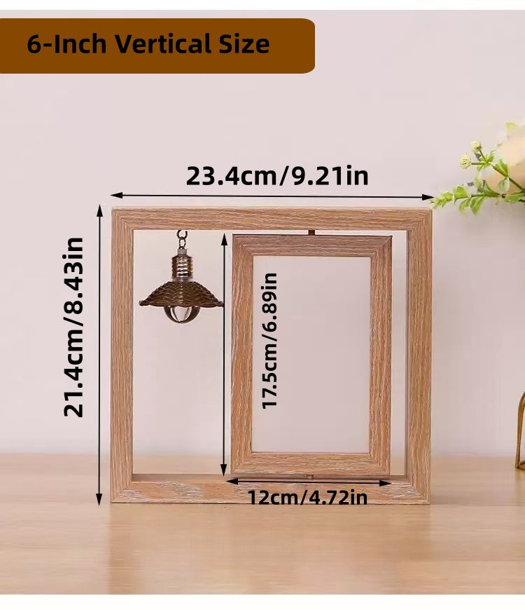 [DFC]6-inch And 7-inch Double-sided Rotating Photo Album Wooden Photo Frame, Personalized Couple Gift, Commemorative Wooden Photo Frame, Both Horizontally And Vertically Supported