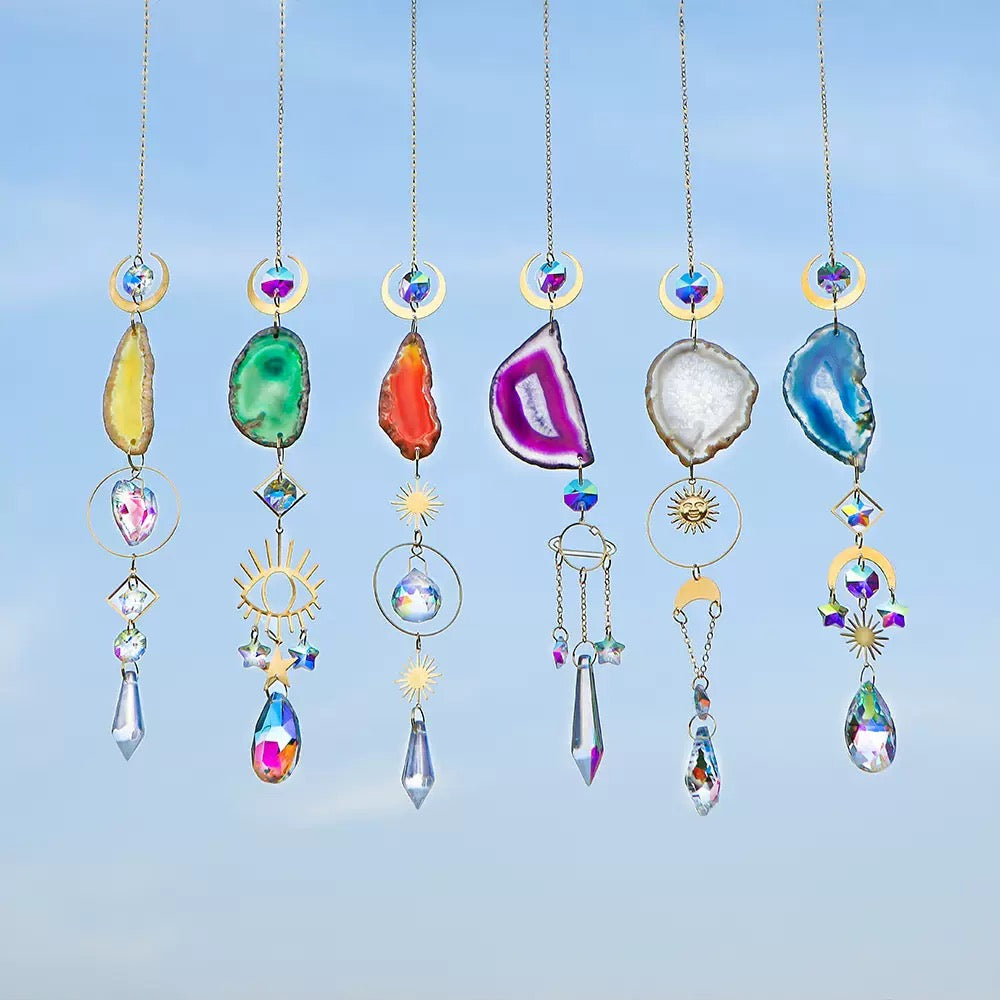 [DFC] Crystal Sun Catcher Window Car Pendant, Natural Stone Crystal Wind Chime, Interior Decoration Pendant, Weight 275g