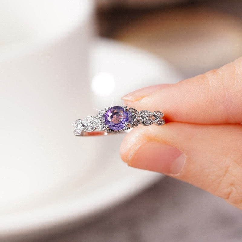 [DFC] Luxury Purple Ring For Women, A Simple And Fashionable European And American Ring,Red Gift Box Set,Weight 50g