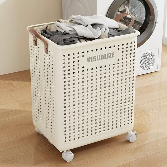 [DFC] Multi-functional Folding Dirty Clothes Basket With Wheels, Movable Clothes Storage Basket, Large Capacity Dirty Clothes Basket For Bathroom, Portable Storage Basket，Weight 1750g