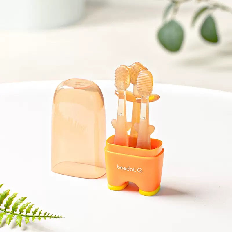[DFC] Baby tooth brush, 0-1-year-old baby tongue coating cleaner, infant silicone baby toothbrush, soft bristle gum protection Weight 60g