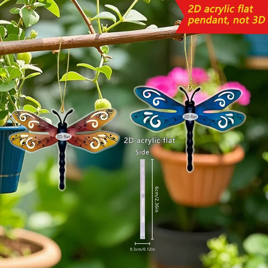 [DFC] ADragonfly Outdoor Wall Decoration，2D Flat Acrtlic Three-pieces Set,Wall Stickers,Balcony Decoration,Bedroom Decoration Small Hanging Pieces,Weight 50g