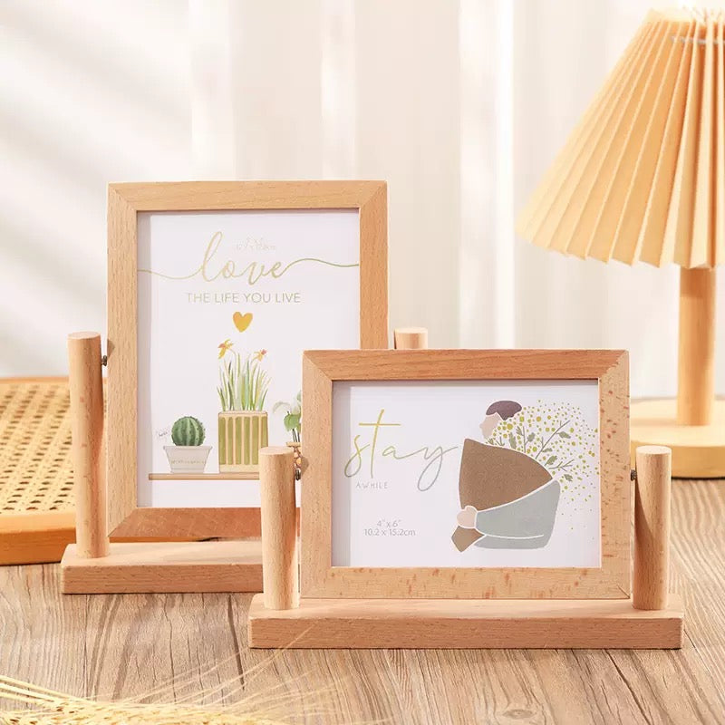[DFC] 7-inch wooden photo frame stand, hollow picture frame, desktop photo display item, diy photo display frame, Children's birthday photo frame, newborn photo frame，weight 350g