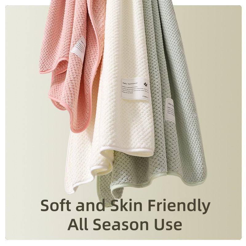 [DFC] Baby Bath Towel Plush Quick Dry Soft Newborn Swim Wrap Hygienic All Season for Infants,Weight 210g