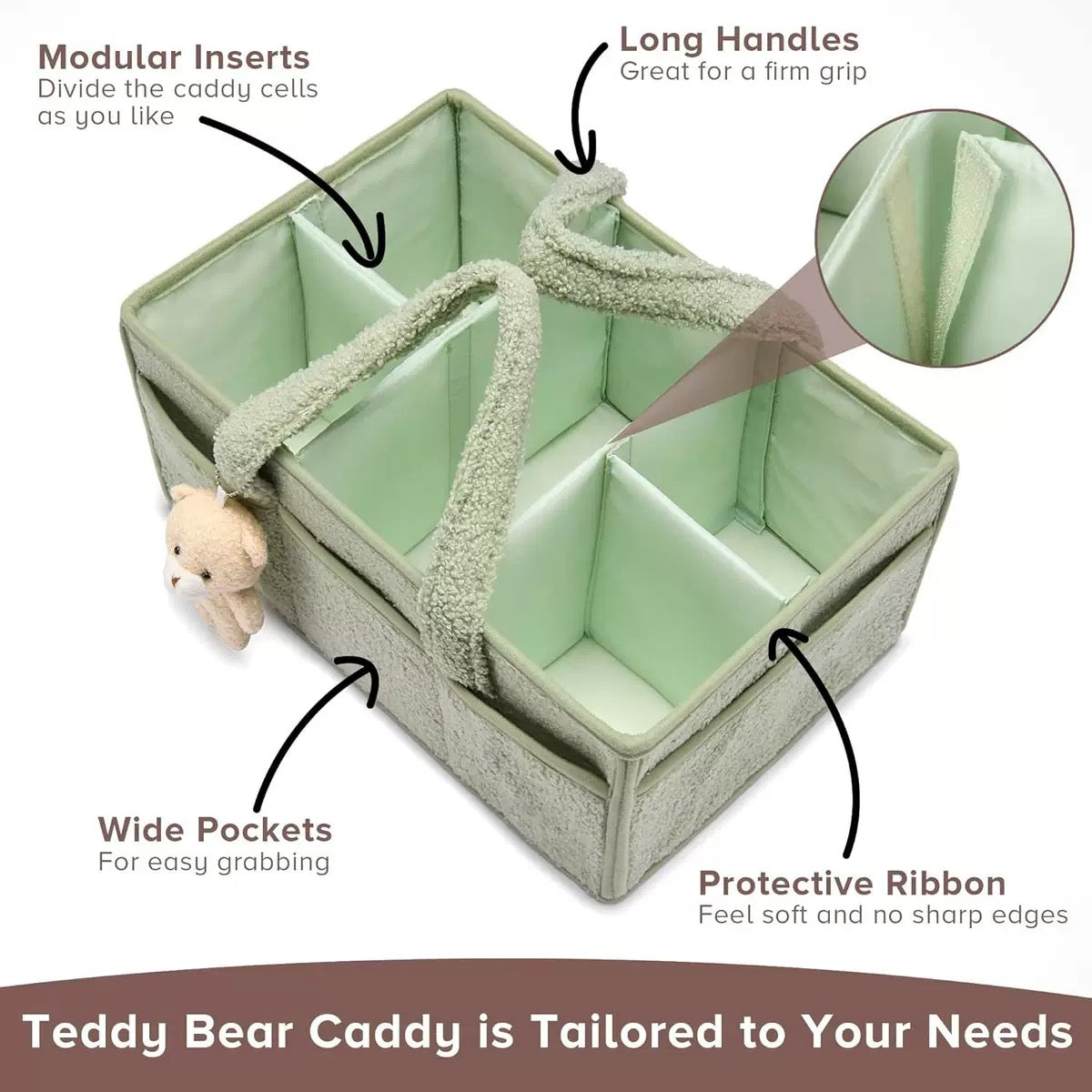 [DFC] Plush baby bag, diaper storage bag, diaper pad storage bag, large-capacity travel mommy bag, cute bear storage bag,weight 450g