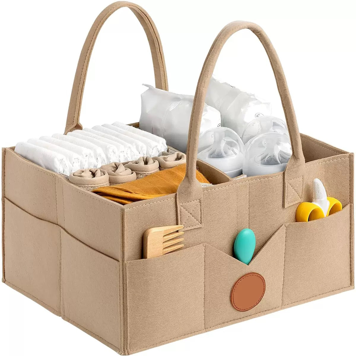 [DFC] Felt Diaper Storage Bag Baby Essentials and Toys Organizer Pouch Bulk Felt Diaper Pouches Parenting Mommy Bag,Weight 185g