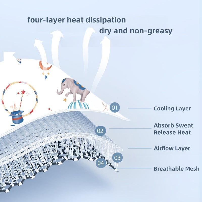 [DFC] Baby Pillow Four Seasons Wicking Airflow Newborn Bamboo Fiber Cooling Pad 0-6M Flat Sleep Pad