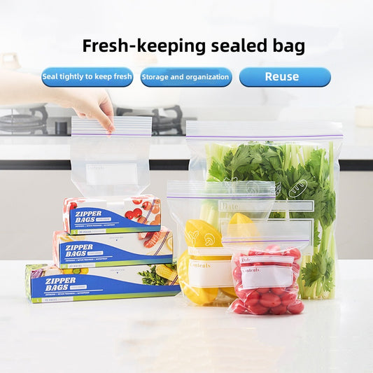 [DFC] PE Food Bags, Vegetable And Meat Preservation Bags, Portioning Bags, Thickened Small, Medium And Large Sealed Bags, Refrigerator Storage Bags，weight155g
