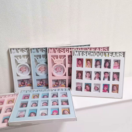 [DFC] Baby And Children's Growth ID Photo Commemorative Photo Frame, Wall-mounted Display Photo Frame, Plastic Letter First Birthday Photo Frame, Crown Photo Frame