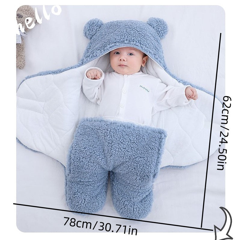 [DFC] Cute baby blanket, thickened blanket for autumn and winter, comfortable sleeping bag for babies, anti-startle, swaddling baby products Outdoor windproof and warm for autumn and winter，weight 350g