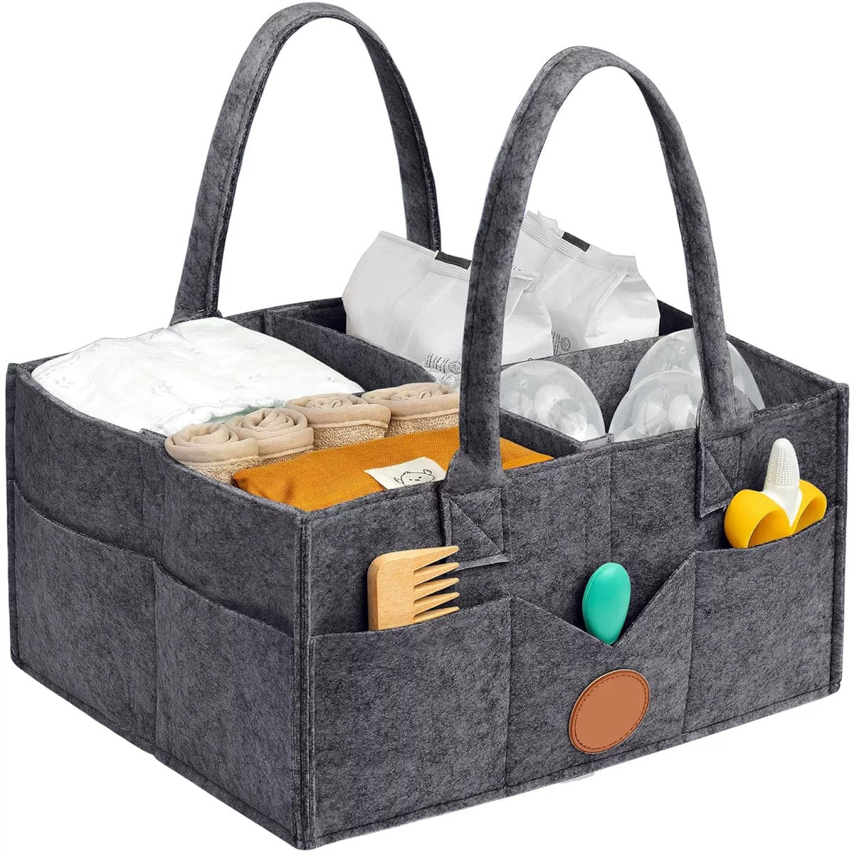 [DFC] Felt Diaper Storage Bag Baby Essentials and Toys Organizer Pouch Bulk Felt Diaper Pouches Parenting Mommy Bag,Weight 185g