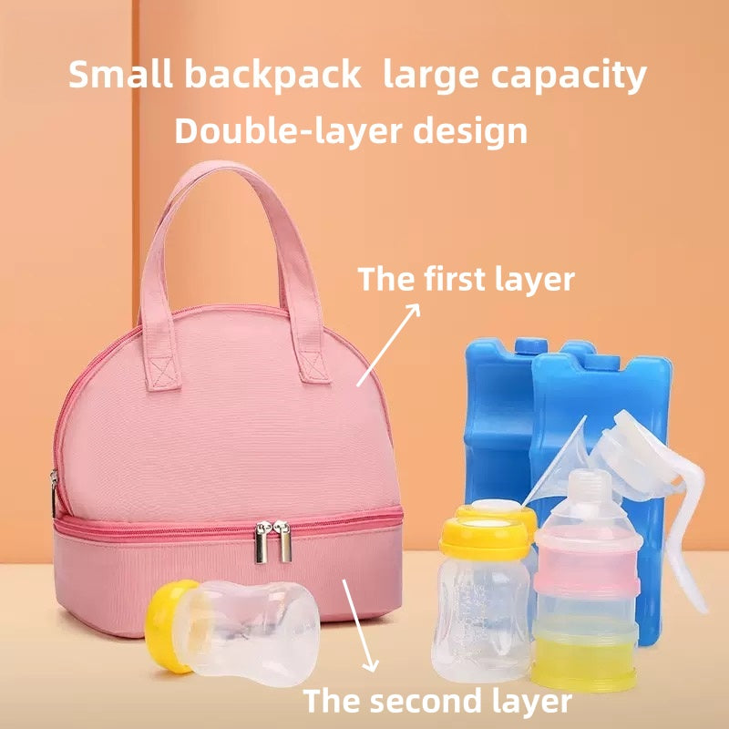 [DFC] Stylish Lightweight Mommy Diaper Bag Dual-Layer Insulated Breast Milk Storage Cooler & Multi-Function Baby Carrier Backpack, Weight 150g