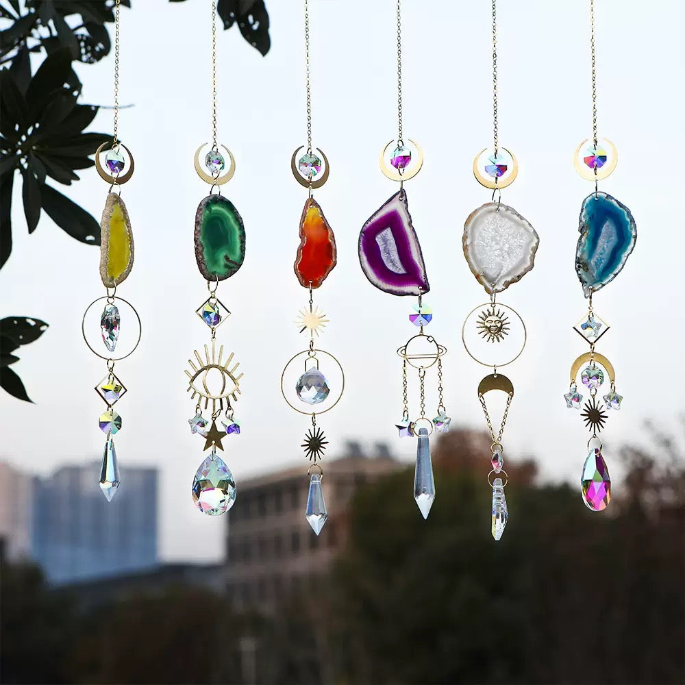 [DFC] Crystal Sun Catcher Window Car Pendant, Natural Stone Crystal Wind Chime, Interior Decoration Pendant, Weight 275g