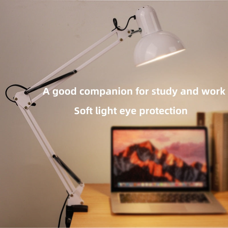 [DFC] American Style Metal Long-arm Desk Lamp, Eye-protecting Desktop Fill Light, Led Lighting Lamp, Simple Black Three-color Adjustable, , Desk Lamp For Students To Study, Read And Work,weight 2000g