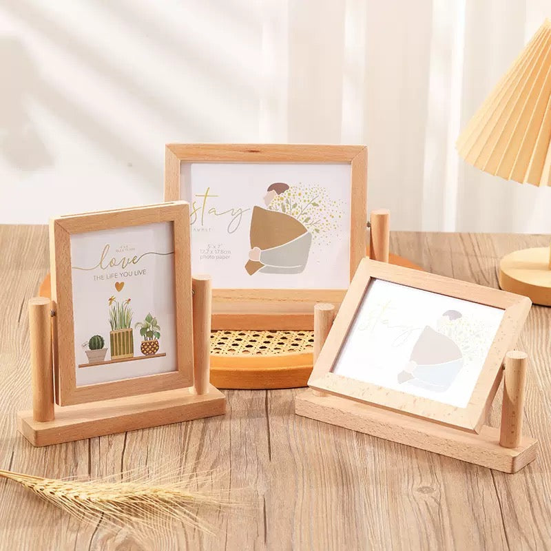 [DFC] 7-inch wooden photo frame stand, hollow picture frame, desktop photo display item, diy photo display frame, Children's birthday photo frame, newborn photo frame，weight 350g