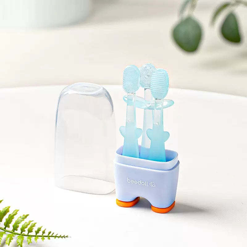 [DFC] Baby tooth brush, 0-1-year-old baby tongue coating cleaner, infant silicone baby toothbrush, soft bristle gum protection Weight 60g