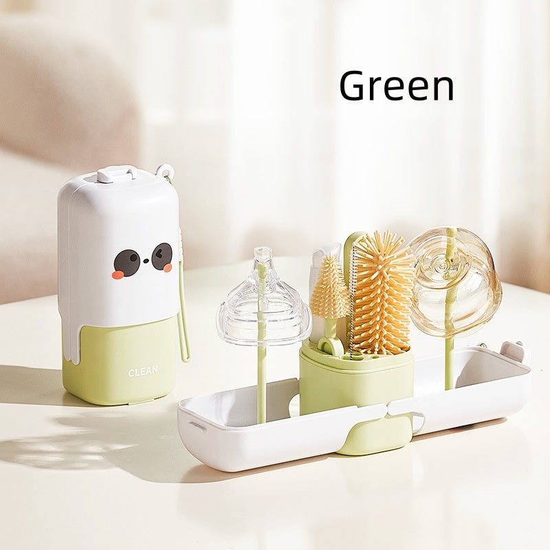 [DFC] 7 in 1 Portable Silicone Baby Bottle Brush Set Travel Kit with Nipple Straw Cleaner Drying Rack Storage