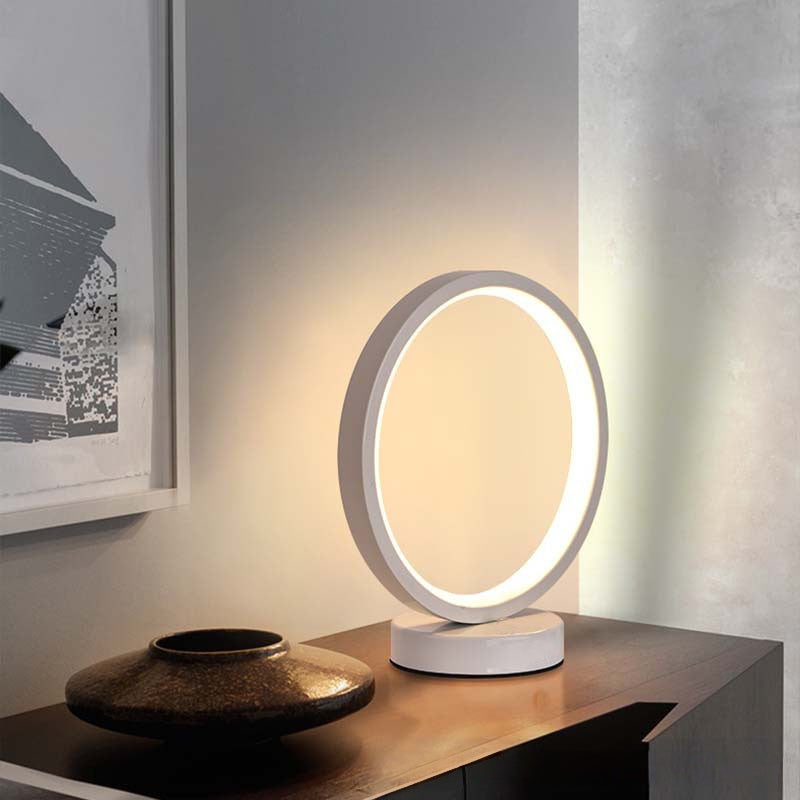 [DFC] Simple And Retro Ins Plug-in LED Bedside Lamp, Night Light, Bedroom Desktop Lamp, Circle Table Lamp, Three-color Adjustable Light Table Lamp，Weight 450g