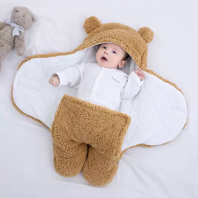 [DFC] Cute baby blanket, thickened blanket for autumn and winter, comfortable sleeping bag for babies, anti-startle, swaddling baby products Outdoor windproof and warm for autumn and winter，weight 350g