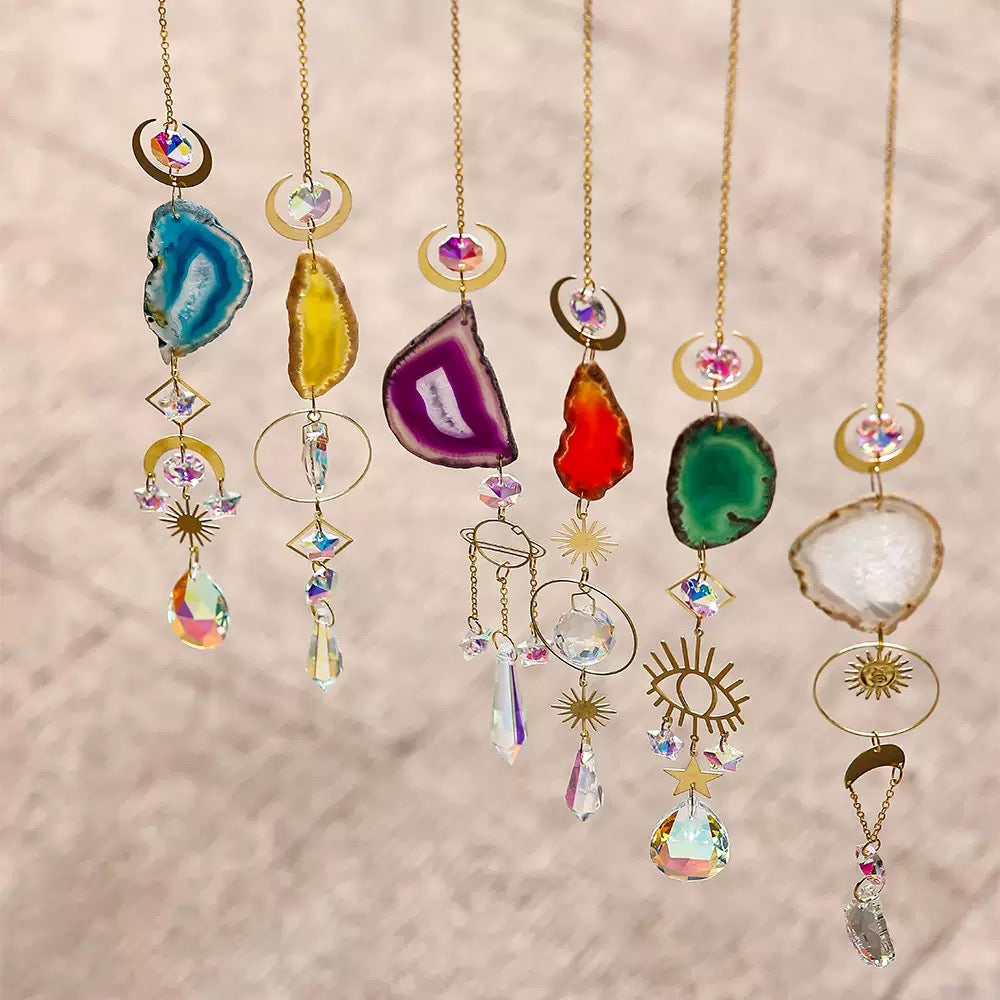 [DFC] Crystal Sun Catcher Window Car Pendant, Natural Stone Crystal Wind Chime, Interior Decoration Pendant, Weight 275g