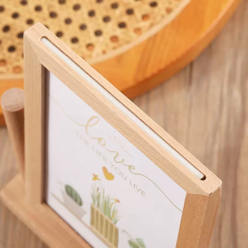 [DFC] 7-inch wooden photo frame stand, hollow picture frame, desktop photo display item, diy photo display frame, Children's birthday photo frame, newborn photo frame，weight 350g