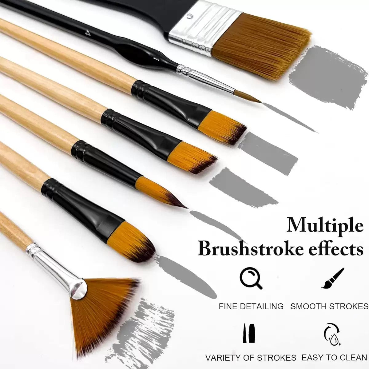 [DFC]A 32-piece Set Of Multi-functional Combination Nylon Wooden Board Brushes For Student Art Painting, Oil Painting And Outlining Weight 211g