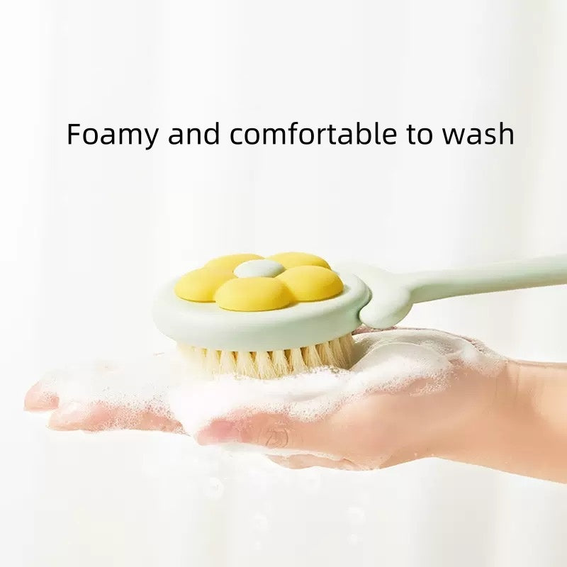 [DFC] Flower bath brush, back scrubbing wonder, long-handled bath brush, soft-bristled body brush，It weighs approximately 140g