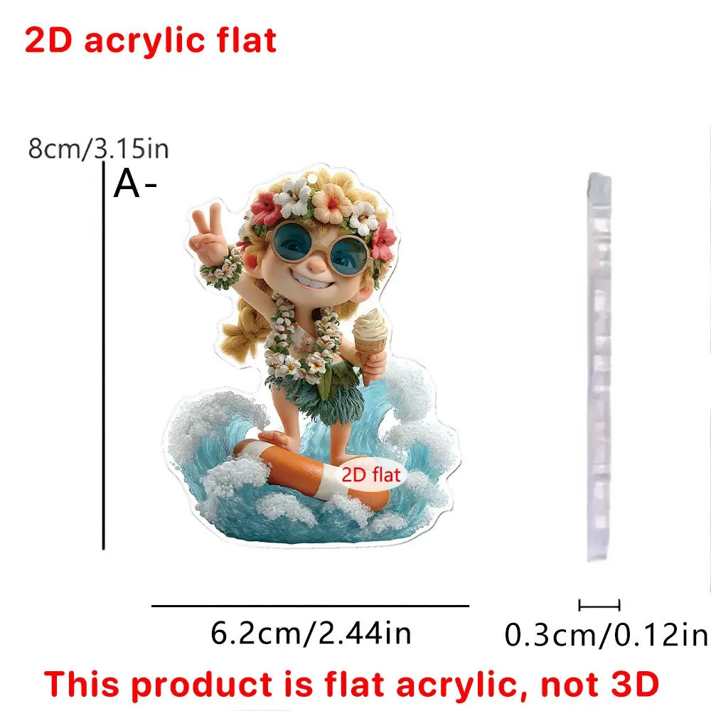 [DFC]3-pieces Set Of Summer Carnival Small Animal Pattern Bedroom Balcony Wall Stickers 2D Flat Acrylic Decorative Small Hanging Pieces Weight 50g