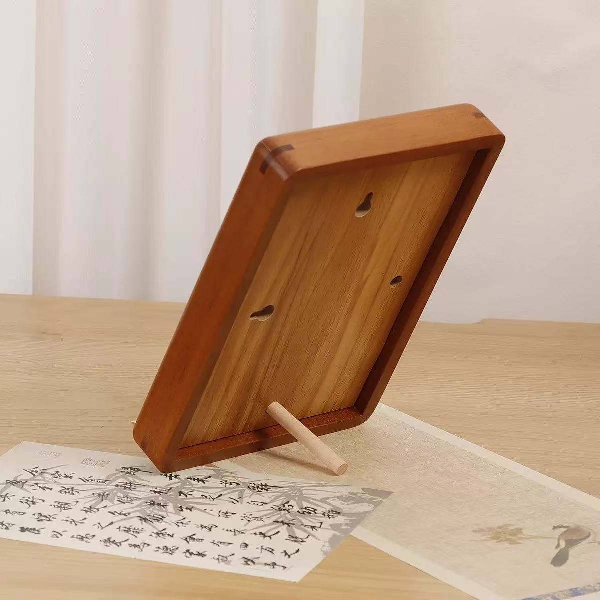 [DFC] 7-inch Chinese-style Framed Wooden Picture Frame For A Calligraphy Photo On A Wooden Desktop