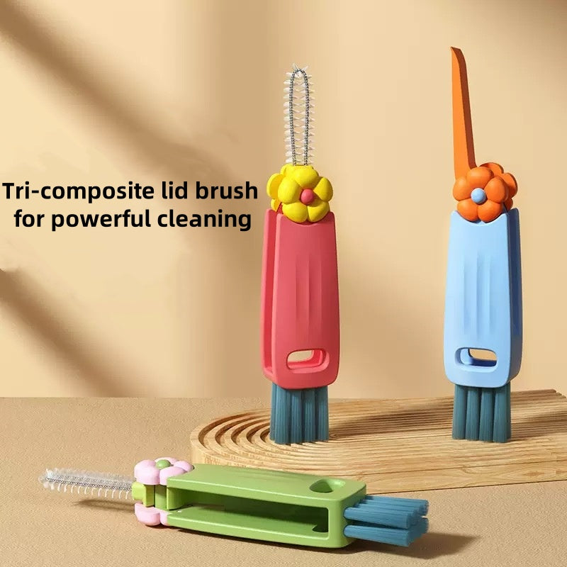 [DFC] Three-in-one baby cup lid brush, cup lid brush, multi-functional gap cleaning brush for insulated cups, cup mouth brush,weight 25g