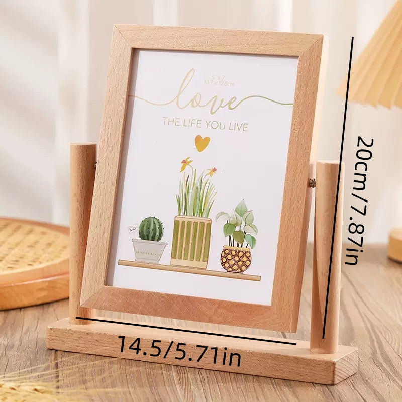 [DFC] 7-inch wooden photo frame stand, hollow picture frame, desktop photo display item, diy photo display frame, Children's birthday photo frame, newborn photo frame，weight 350g