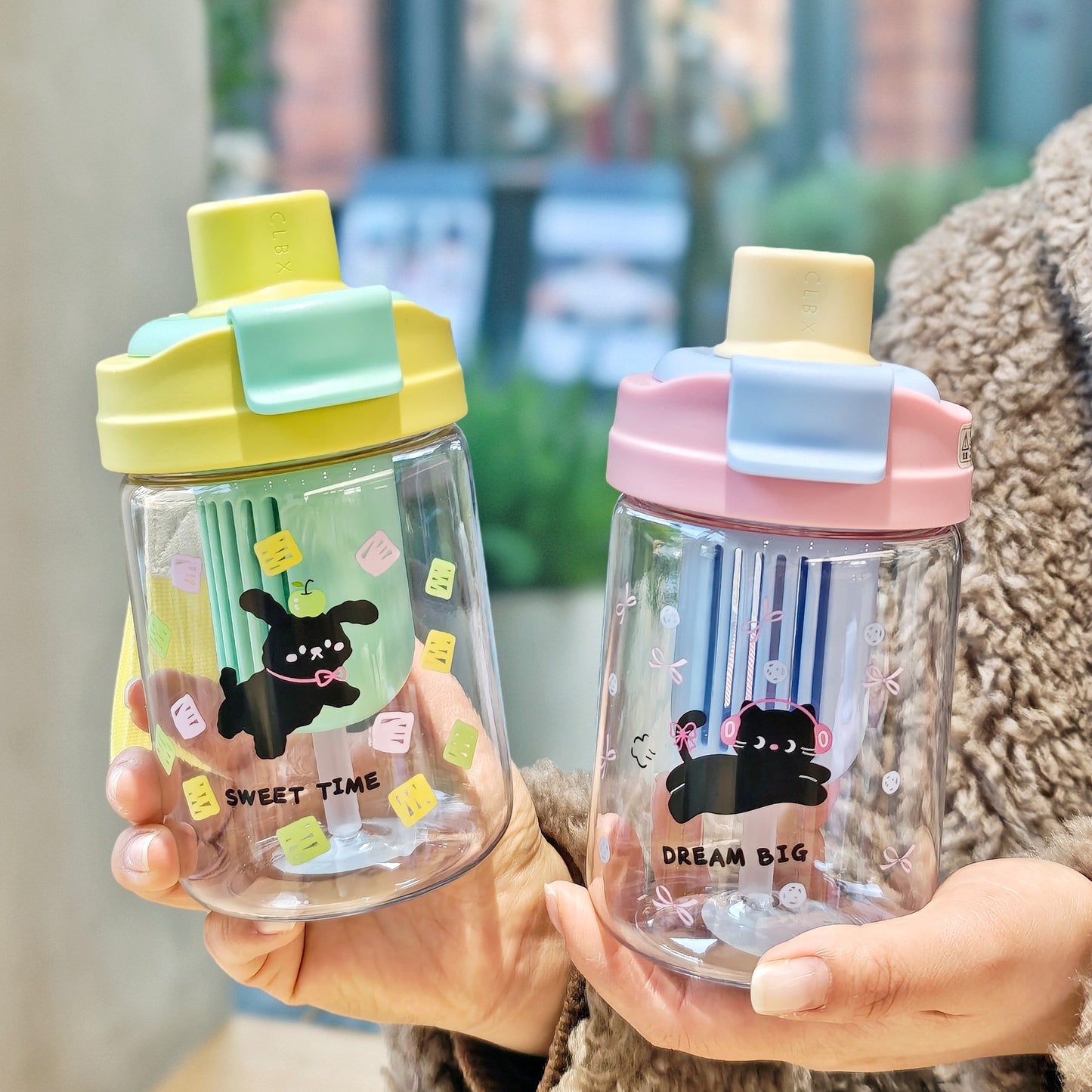 [DFC] INS-style cute plastic cup/study drink cup baby learning to drink cups weight 200g