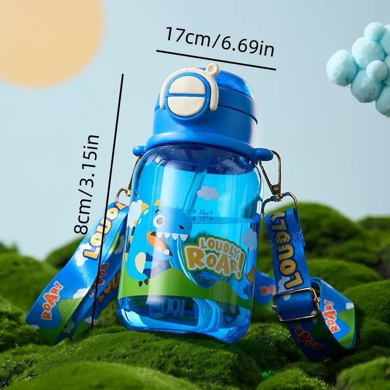 [DFC] High appearance level straw cup for direct drinking, cute and portable, with a shoulder strap for children to go to school, large capacity anti-drop double drinking cup, large capacity 600ML cup Sippy Cup,weight 186g