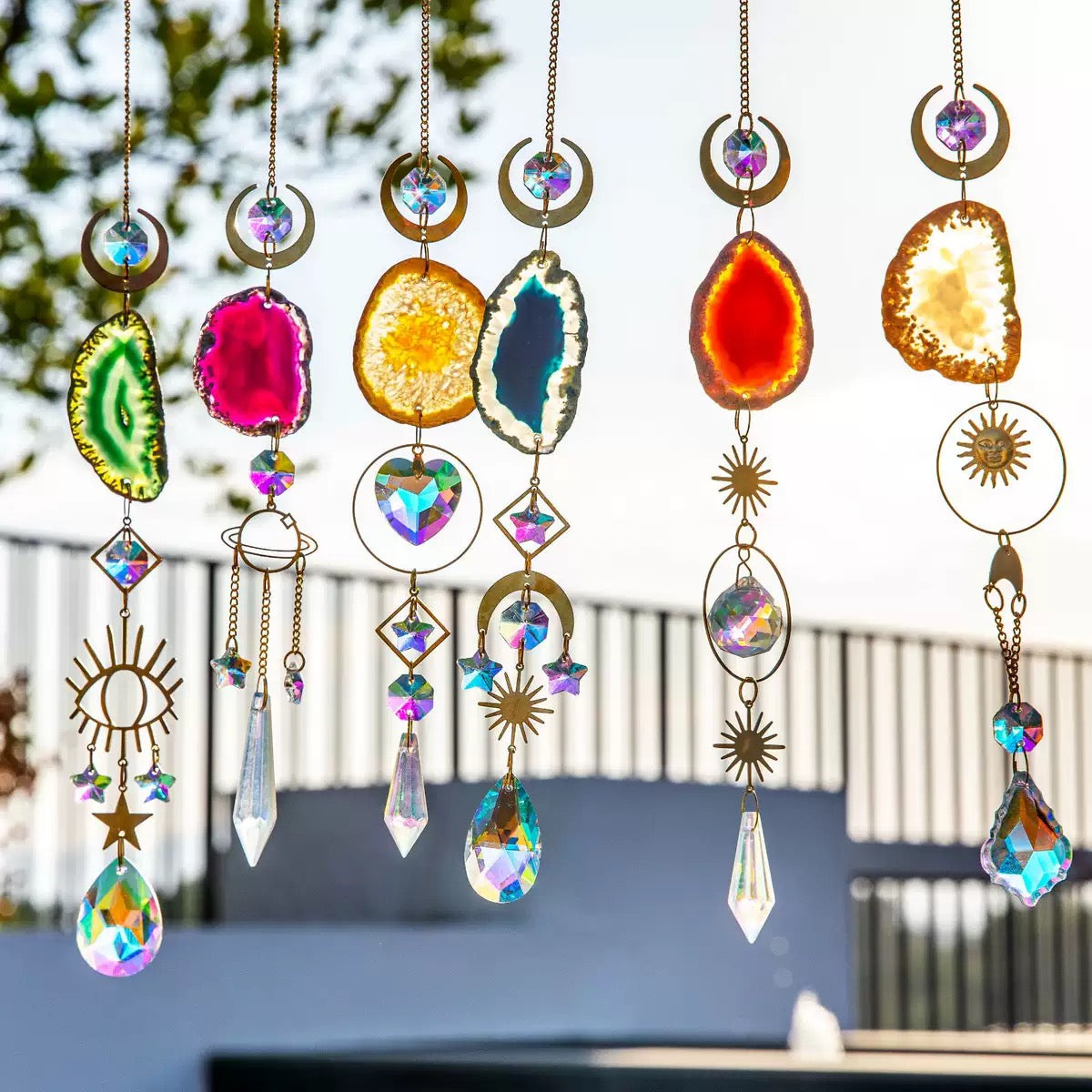 [DFC] Crystal Sun Catcher Window Car Pendant, Natural Stone Crystal Wind Chime, Interior Decoration Pendant, Weight 275g