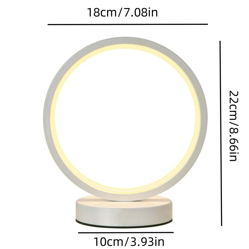 [DFC] Simple And Retro Ins Plug-in LED Bedside Lamp, Night Light, Bedroom Desktop Lamp, Circle Table Lamp, Three-color Adjustable Light Table Lamp，Weight 450g