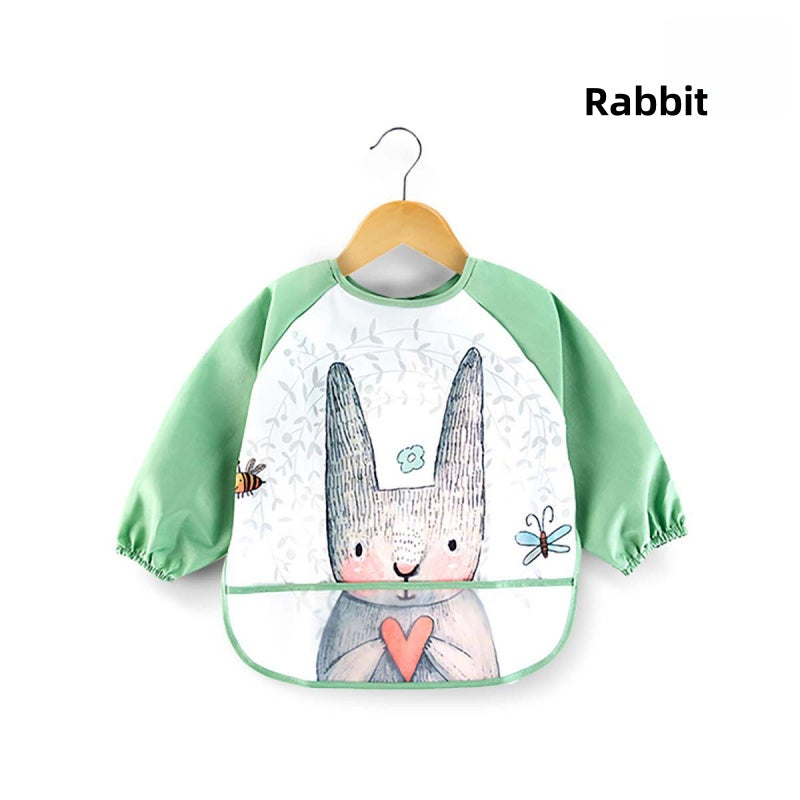 [DFC] Cartoon Print Toddler Long Sleeve Coverall Waterproof Stain Resistant Feeding Painting Art Smock