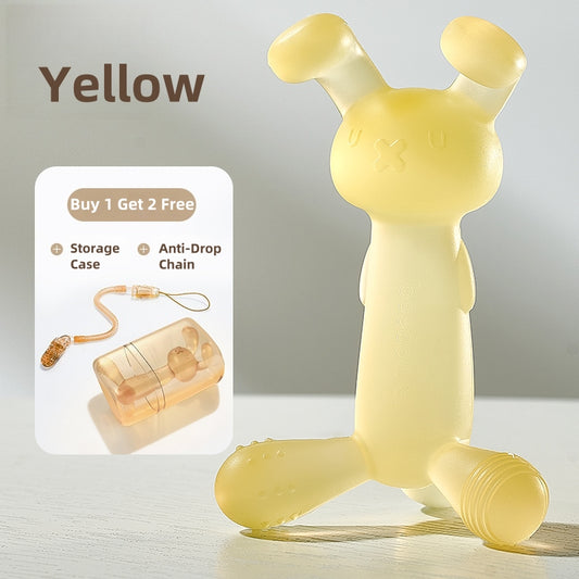 [DFC] Bunny Teether Infant Chew Toy Baby Gum Soother 4 Months Oral Fixation Stage Silicone Toy Anti Thumb Sucking Creative Cartoon Chewable Toy with Storage Case