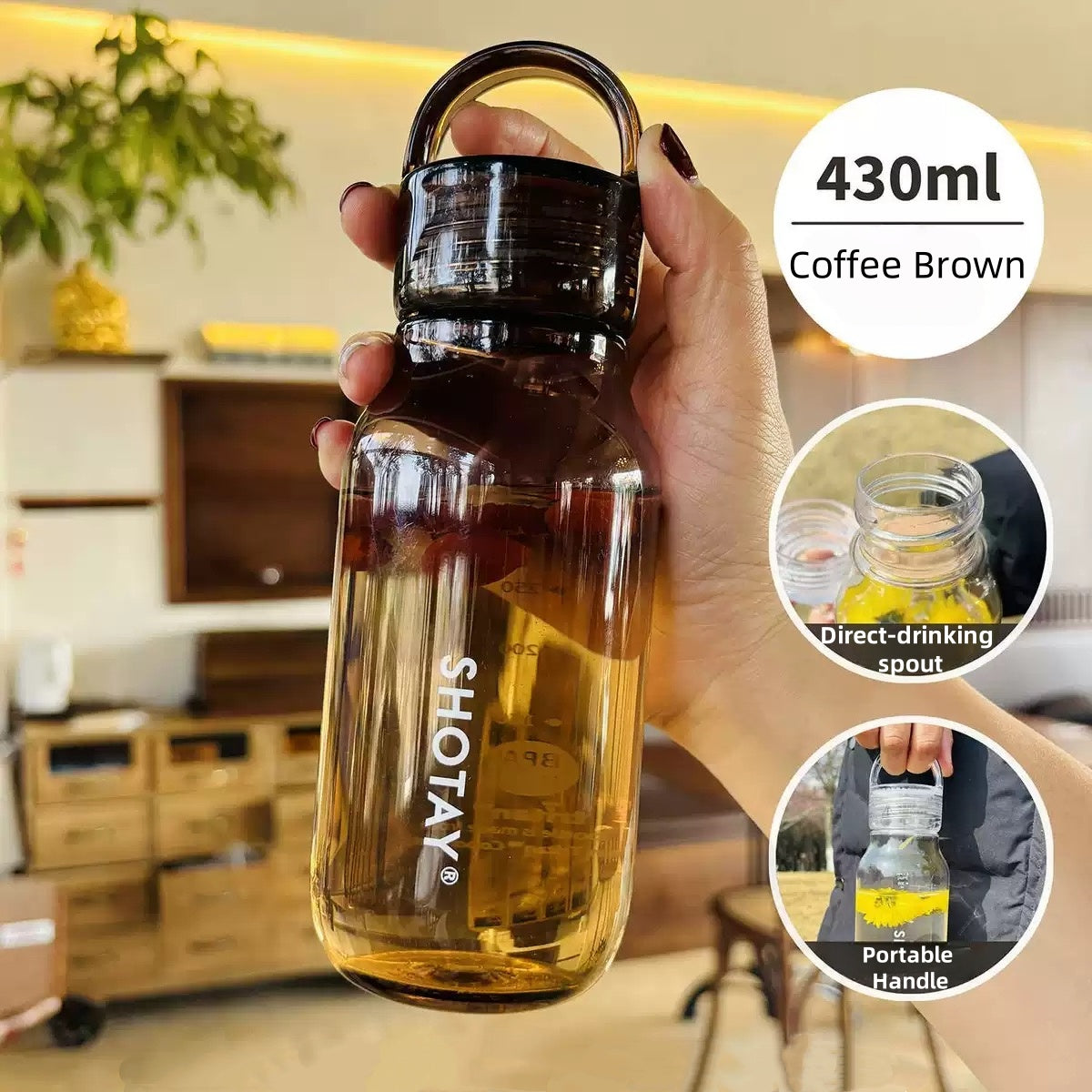 [DFC] Tritan Outdoor Creative Mug  Sippy Cup On-the-Go Tumbler Premium Minimalist Design Fresh & Stylish Straight Drinking Bottle  430ml Capacity, Weight 100g